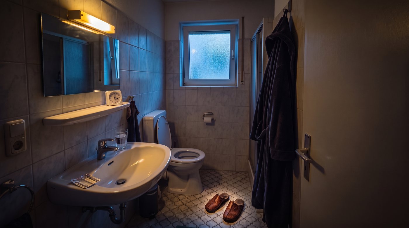 Salle de bains la nuit, à 3 h 47