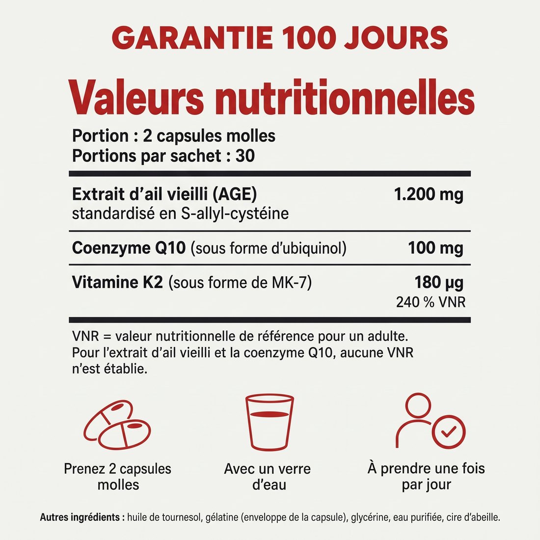 Valeurs nutritionnelles Vasylia